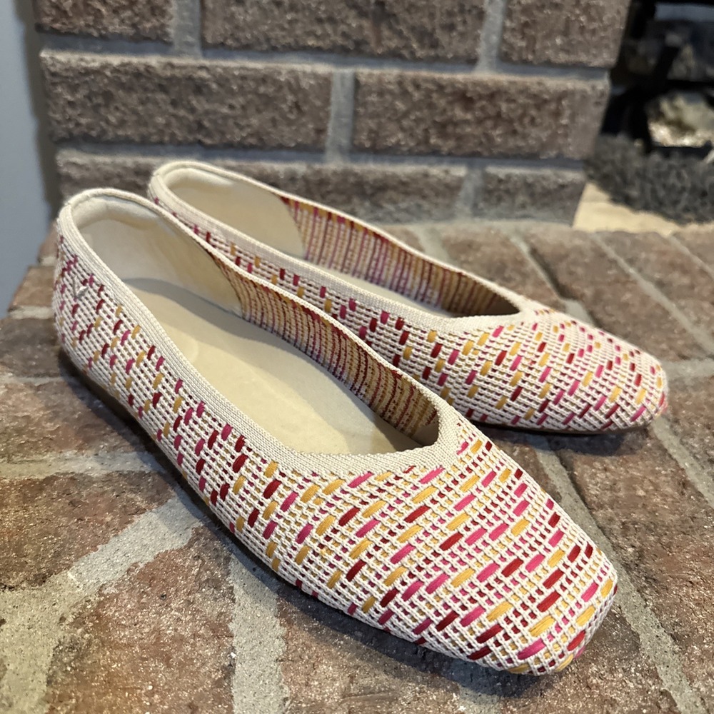 Vivaia Margot 2.0 Square Toe V Cut Flats Women Size 41.5/10 Crochet Comfort